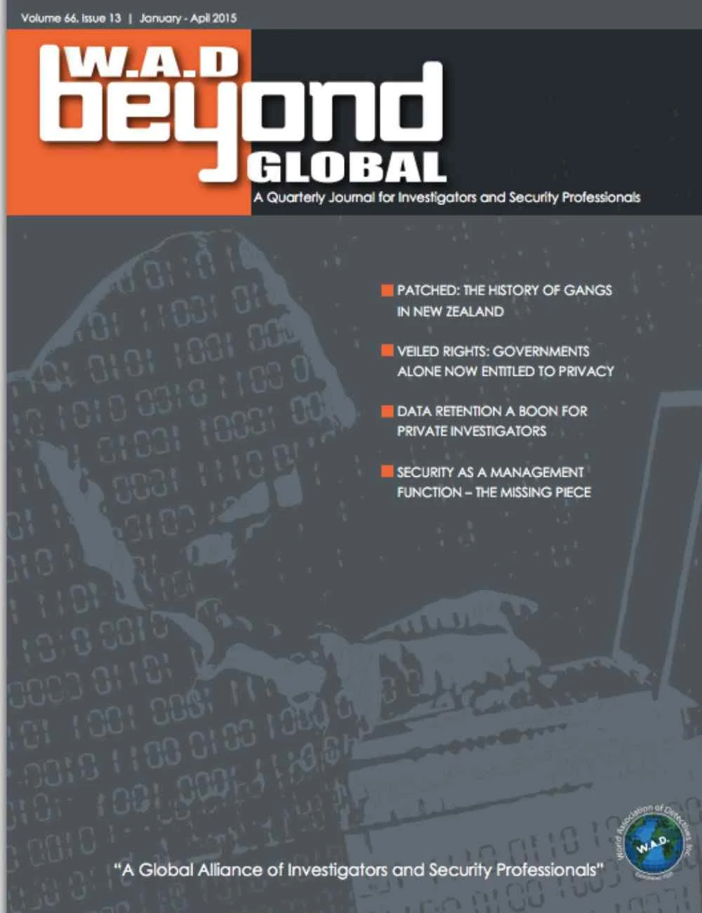 W.A.D Beyond Global newsletter cover for World Association of Detectives