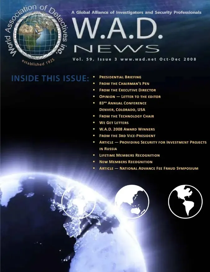 World Association of Detectives October-December 2008 publication cover
