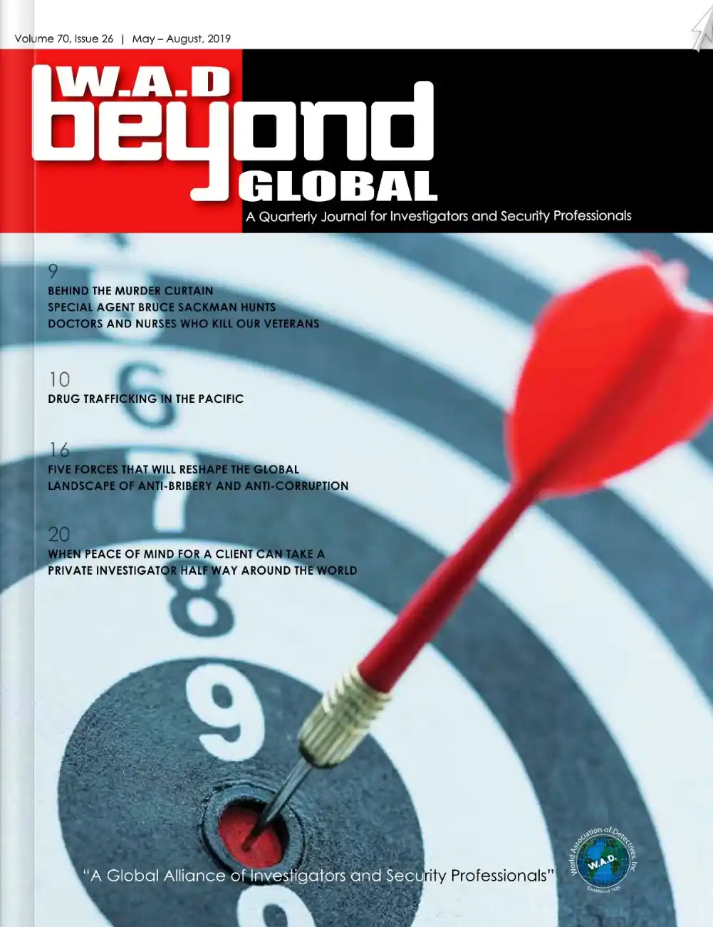 WAD May to August 2019 cover featuring global investigators association issue