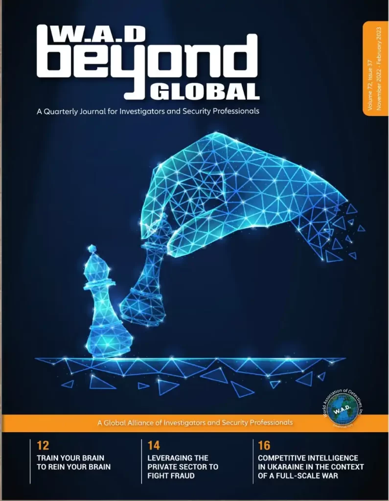 WAD April 2023 cover showcasing international detectives network publication